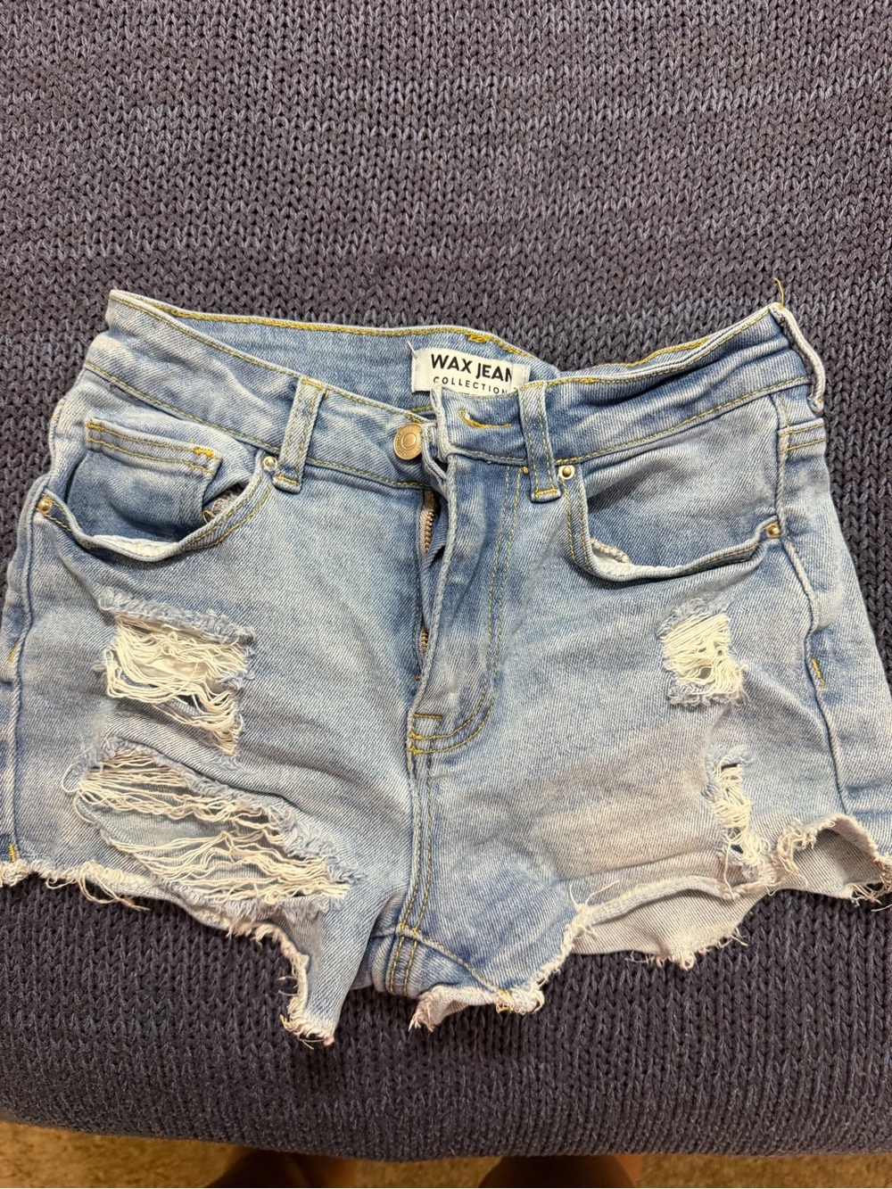 Wax Jean Light Wash Distressed Denim Cutoff Shorts